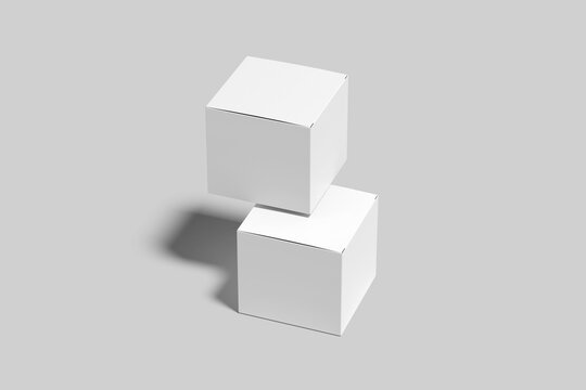 Blank Square Box mockup with white background 3d rendered