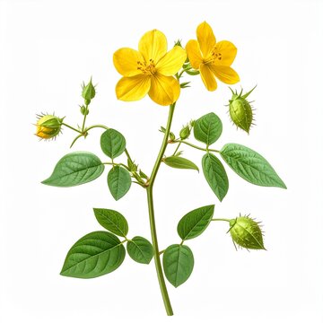 Tribulus terrestris Medicinal Herb and Fruit. Isolated 