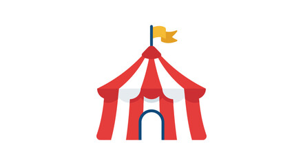 Red and white circus tent illustration on a white background © MSB Creation