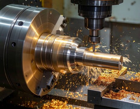 CNC Turning Machine Machining the Inside of a Large Metal Ring