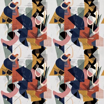 Abstract Seamless Pattern with Geometric Shapes and Textures