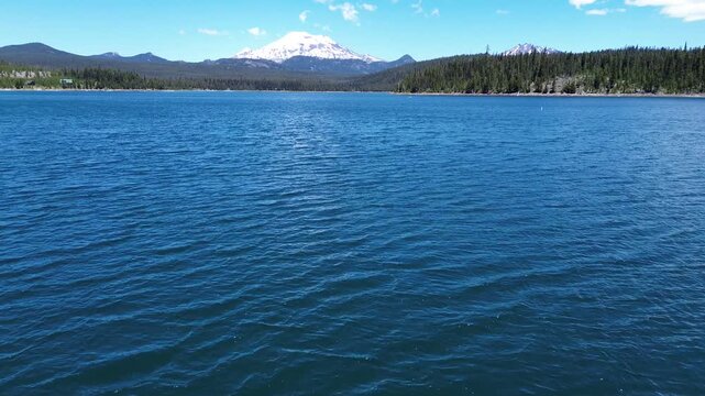 Blue water of Elk Lake - Cascade Lakes area in Oregon