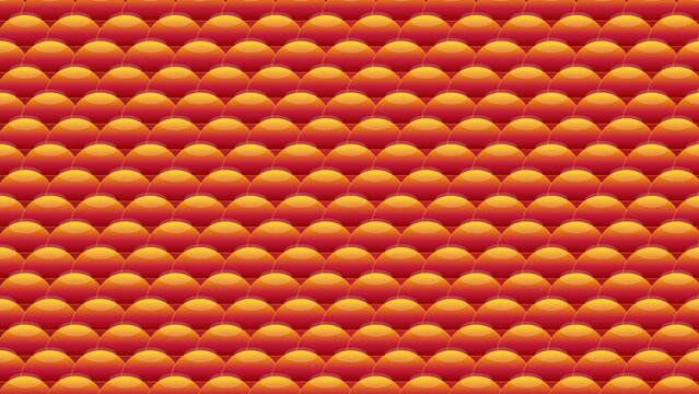 Abstract red orange yellow overlapping semicircle scale pattern repeating texture background design tile