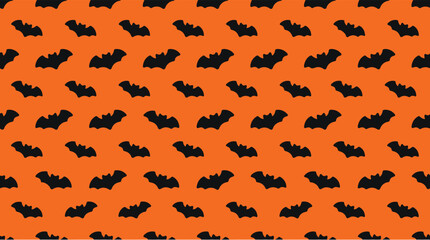 Fototapeta premium Black pixel art bat flying against orange background