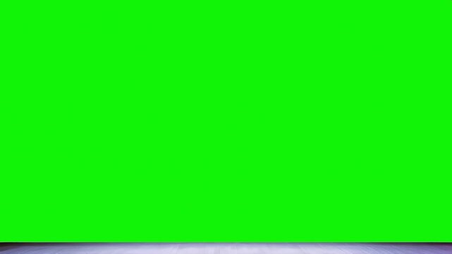 Green screen theater drapes nearly meet in the center, leaving a slim opening framed by dense folds that suggest a closed stage ready to reveal. Built for background replacement and title design.