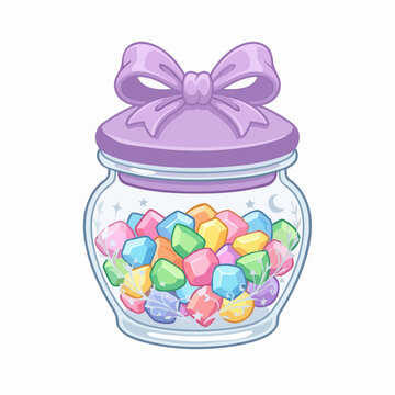 colorful candy in a glass jar