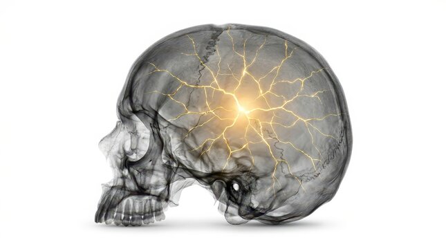 Human brain with glowing neural network activation.