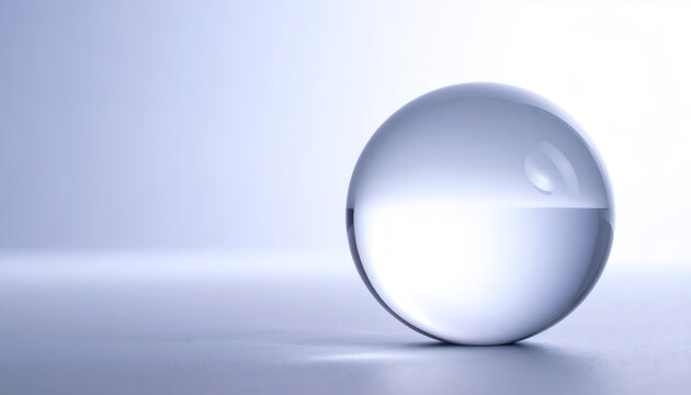 Glass sphere showing clear refraction on light surface