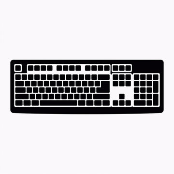 Computer keyboard silhouette icon, flat black and white digital input device graphic.