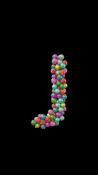 Festive Christmas Typeface the Letter J Animation with Colorful Baubles and Holiday Ornaments
