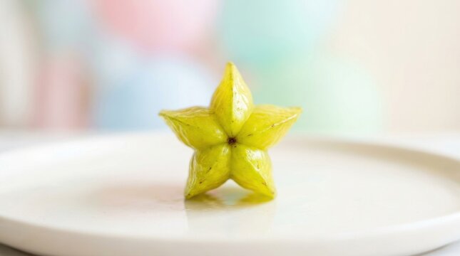 Fresh Whole Starfruit on Bright Pastel Background