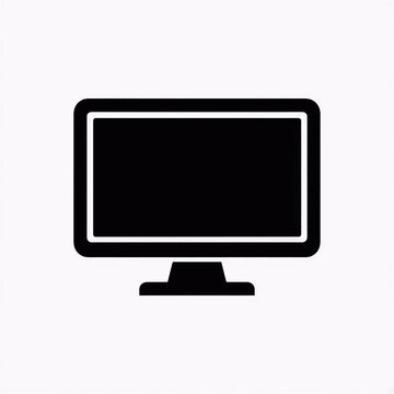 Computer monitor silhouette icon for digital display and desktop screen interface design
