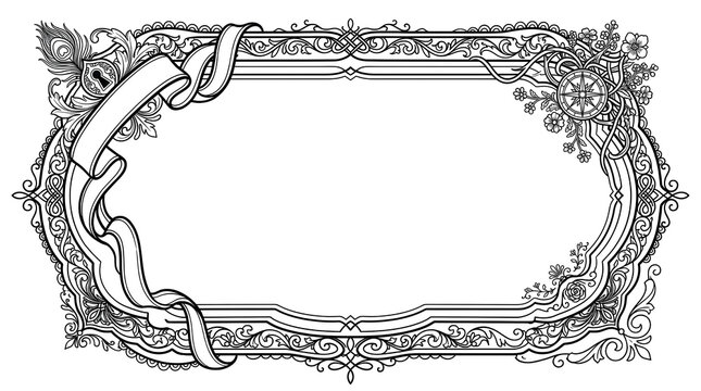 Elegant ornate vintage frame with scrollwork and ribbons