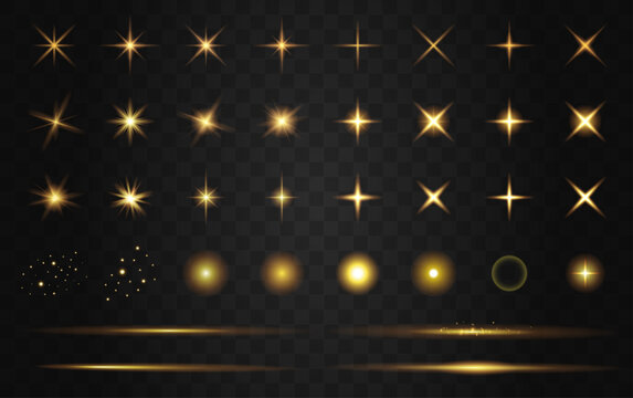 金色のフレア・光のベクターエフェクトセット　Golden Sparkle and Light Effects Collection