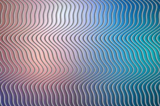 Pastel wavy glass background with coral, pink, blue and silver lines