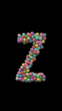 Festive Christmas Typeface The letter Z Animation with Colorful Baubles and Holiday Ornaments
