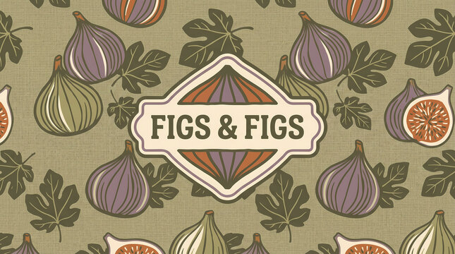 figs figs modern vector fig fruit illustration with leaves striped pattern vintage logo for packaging label poster textile fabric ornament background print
