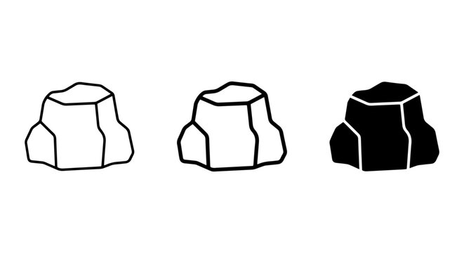 Simple Rock Icons, Stone Vector Graphics, Natural Element Symbols, Geology and Nature Design Assets