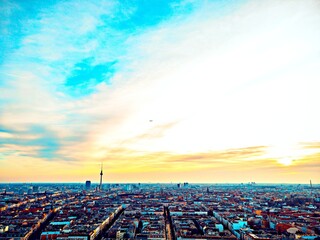 Panoramic aerial view of Berlin skyline at sunset © Novanture