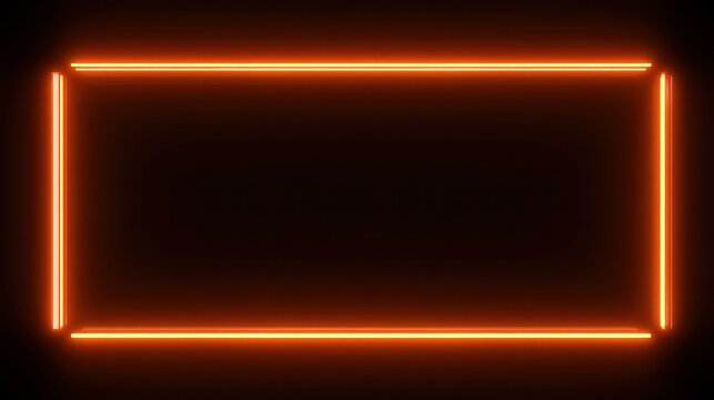 Orange neon rectangle frame on dark background