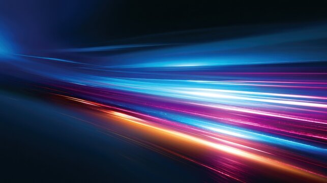 Abstract streaks of light in blue purple and orange hues