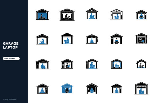 Startup Garage Office Icon Set - Home Business Vector Icons