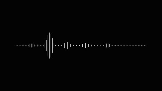 White audio waveform spectrum animation. Sound waves on transparent background with alpha channel. black background for video editing and compositing projects in 4k lopping video.