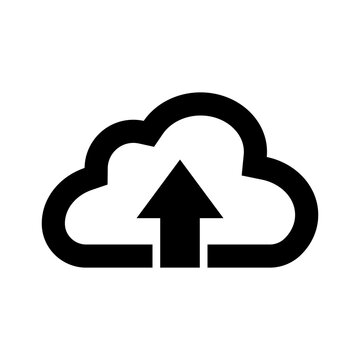 Cloud Upload Icon with Upward Arrow Isolated on Transparent Background