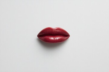 Red Lips Shape: A close-up shot of luscious, glossy red lips, forming a distinct shape, perfect for beauty and cosmetic themes.