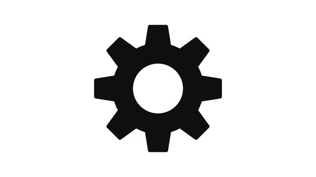 High-quality seamless loop flat vector animation of a perfectly proportioned 8-tooth gear, serving as a premium symbol for business operations and corporate synergy. Framed in a 16:9 4K aspect ratio,