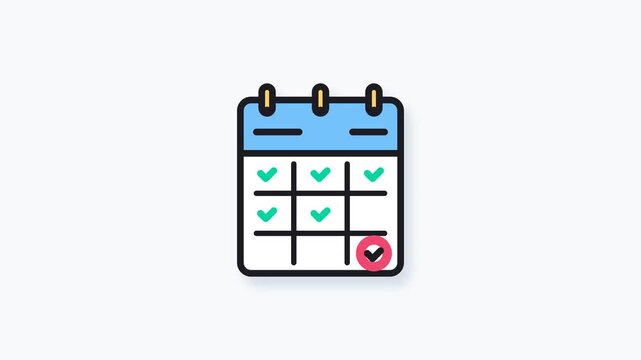 High-quality flat vector animation featuring a corporate desk calendar. Represents concepts of deadline management, daily scheduling, task progression, urgency, and business planning. Built with absol