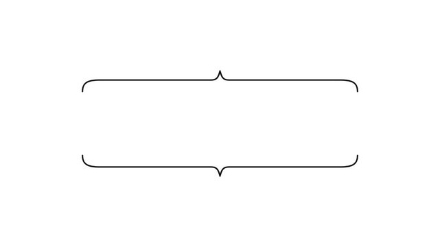 High-quality seamless loop flat vector animation of an elegant curly bracket text frame in a 16:9 aspect ratio. Features mathematically precise curved shoulders and sharp center peaks. The animation u