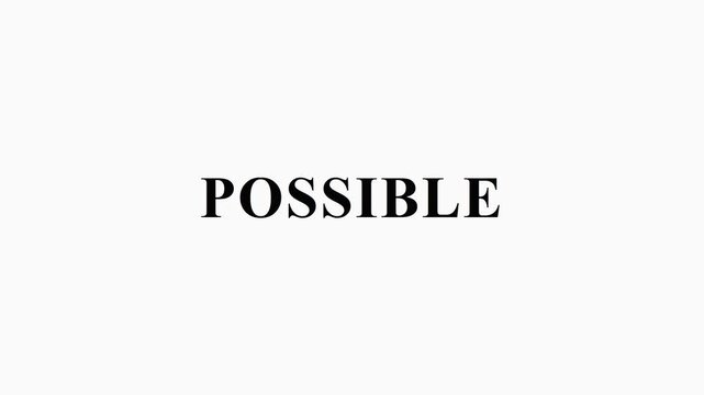 High-quality 4K motion graphic featuring a sophisticated mindset shift. The word 'IMPOSSIBLE' is boldly displayed. A rapid, professional abstract multi-line slash (resembling an artistic marker stroke