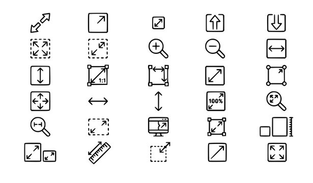 Scaling Line Icons Set &ndash; Resize, Increase, Decrease and Transform Editable Vector EPS10