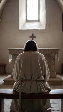 man sitting in front of a church