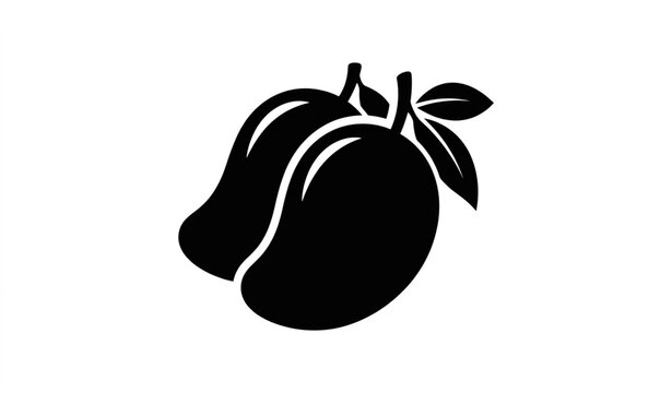 Two Mangoes Black Silhouette Vector Illustration