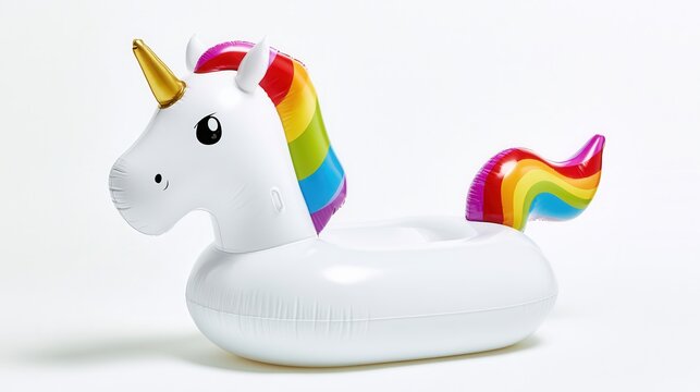 Unicorn inflatable float for swimming in a pool or beach setting