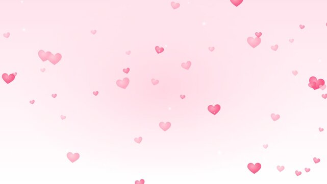 Pink hearts float gently across soft gradient background