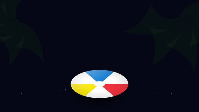 Bouncing colorful beach ball animation on dark background