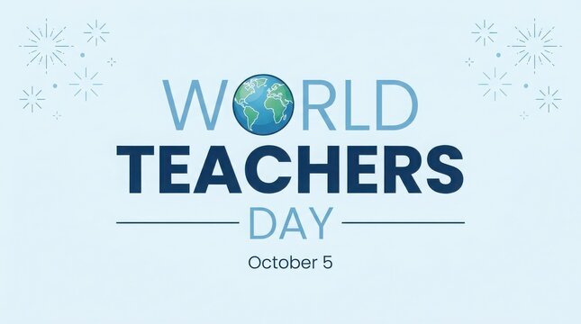World teachers day celebration banner with globe icon and october 5 date