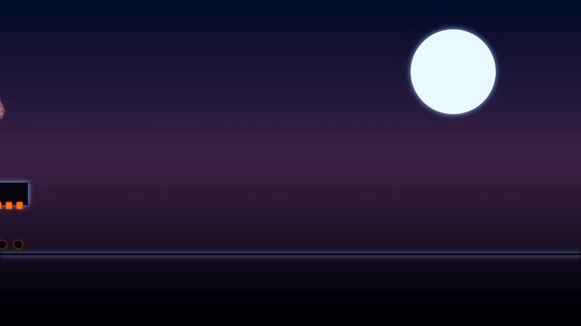Minimalist 2D Platformer Character Jumping Under Moonlight Night Sky