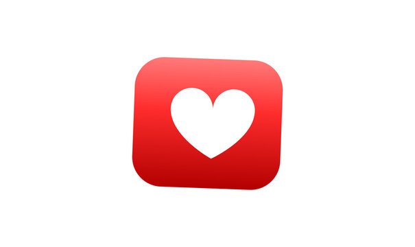 Red heart icon png image design social media love button website banner vector illustration