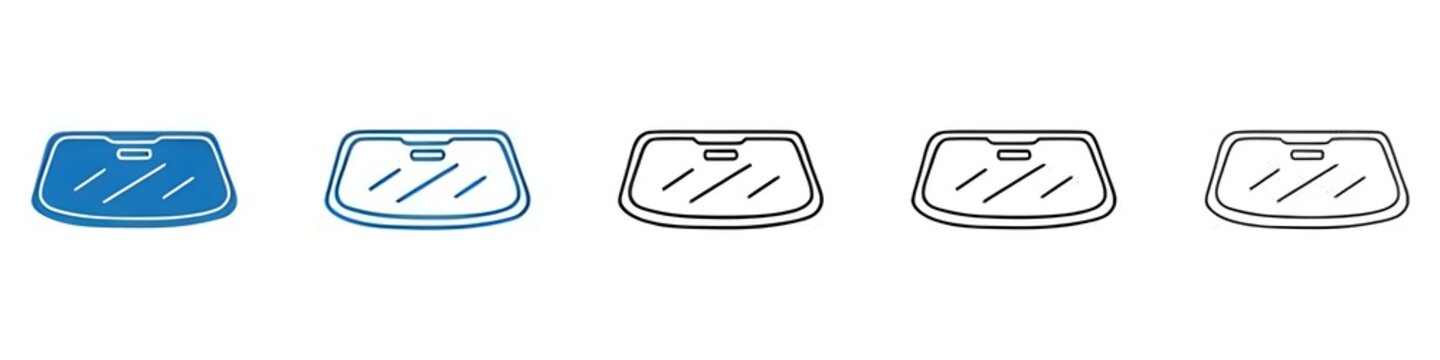 car windscreen icon vector set collection for web. Thin line customizable illustration. Contour symbol. Vector isolated outline drawing. Editable stroke