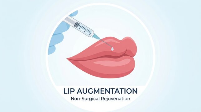 Lip augmentation injection with syringe for beauty treatment illustration
