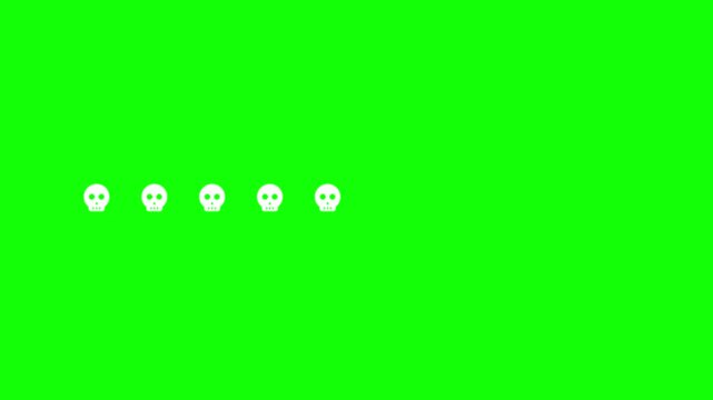 Halloween skull loading bar animation on green screen background