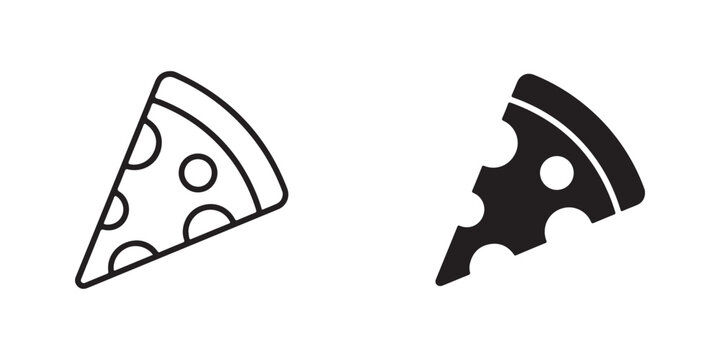 pizza slice icons with cheese and pepperoni toppings isolated on transparent background