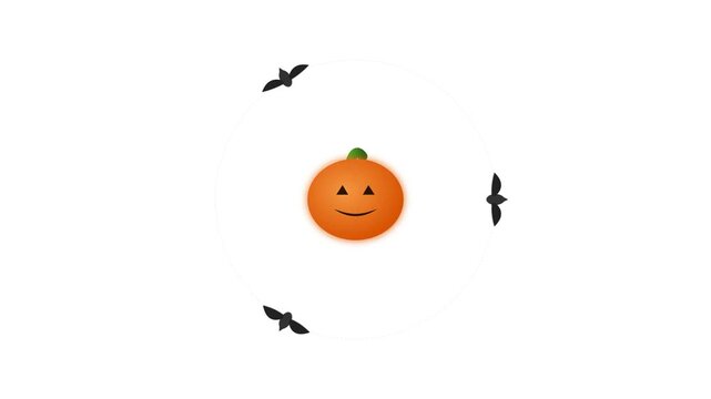 Halloween jack o lantern pumpkin and bats pattern on white