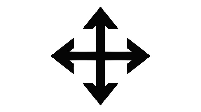 Vector illustration of black arrows, pointer symbol, directional sign on a transparent background