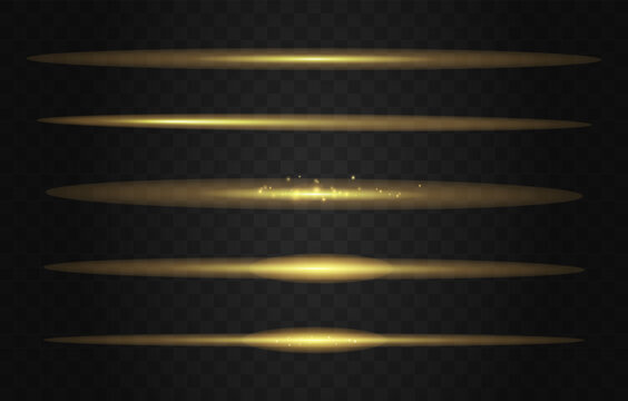 金色のライン状のフレア・光のベクターエフェクトセット　Golden Line flare