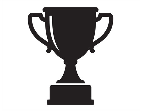 Black silhouette of a championship trophy cup on a pedestal with first place championship competition achievement champion ceremony tournament challenge excellence accomplishment silhouette